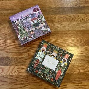 Anthropologie 2 Holiday Puzzles: Nutcracker Brigade & Christmas Square NIB